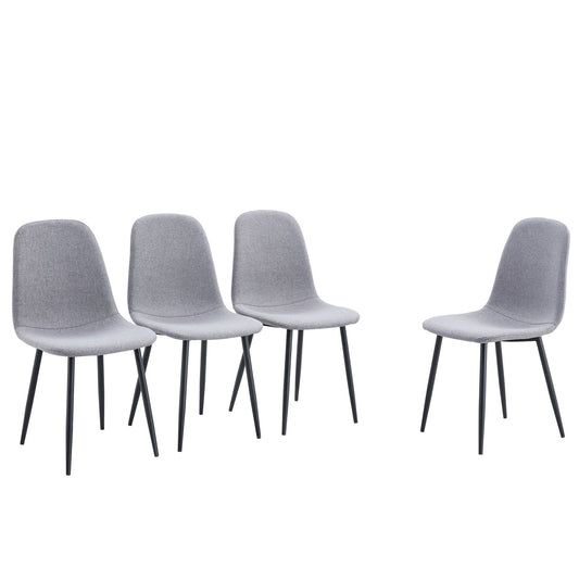 (Set of 4) Fabric Back And Metal Combined Spoon Chairs Perfectly Matching Minimalist And Scandinavian Style Homes - Gray / Black