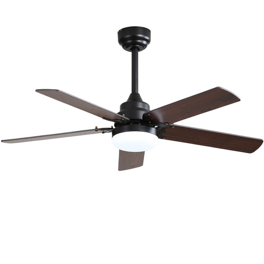 Low Profile Ceiling Fan With Reversible DC Motor, Remote Control, LED Light - Black