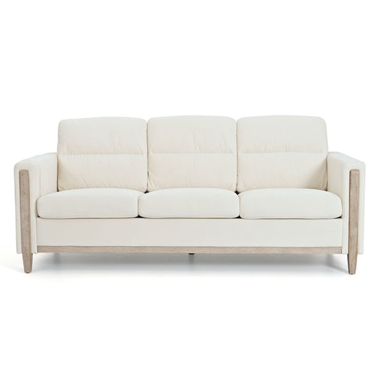 Comfortable Solid Wood Three-Seater Sofa, Soft Cushions, Durable And Long-Lasting, 79.5" Sofa Couch For Living Room