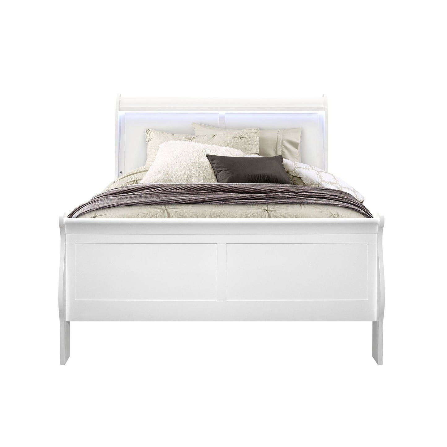 Charlston - Modern Sleigh Design Bed With LED