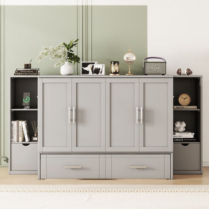 Murphy Bed With Shelves, Drawers And USB Ports