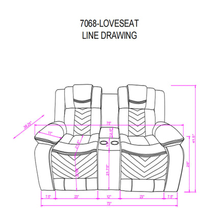 Raize - 10 Power Console Reclining Loveseat With LED - Gray