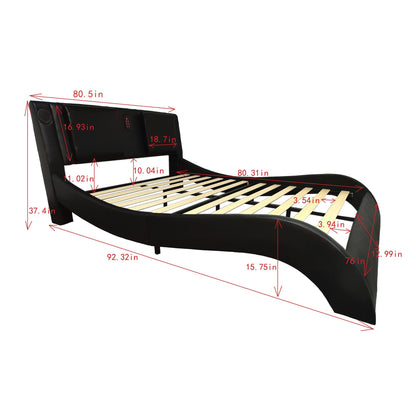 Platform Bed Frame With LED Lighting, Bluetooth Music, Vibration Massage