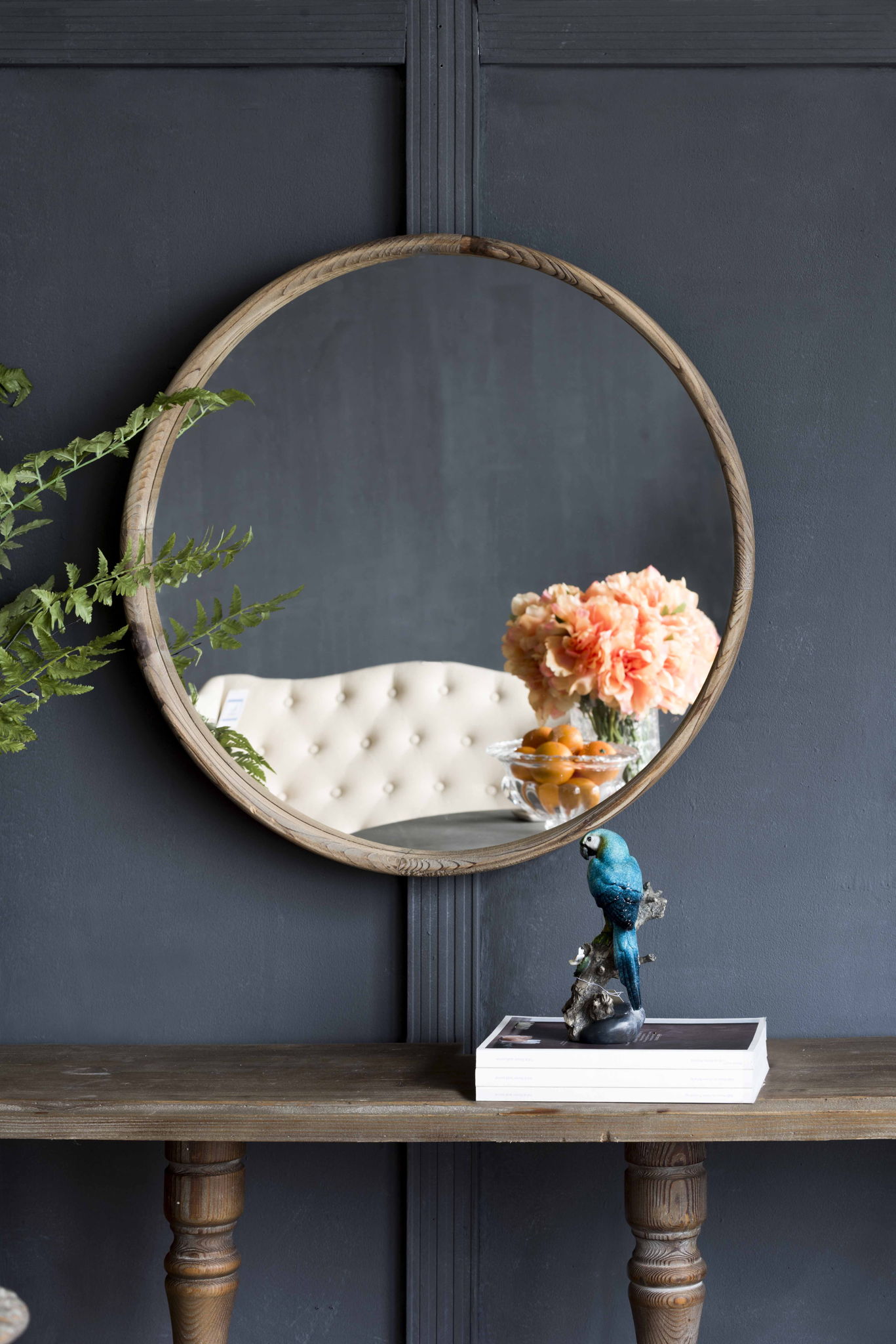 Round Wood Mirror, Wall Mounted Mirror Home Decor For Bathroom Living Room
