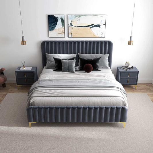 Bethany - Queen Upholstered Platform Bed - Gray