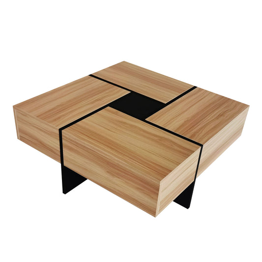 Wallace - Coffee Table With 4 Hidden Storage Compartments - Brown