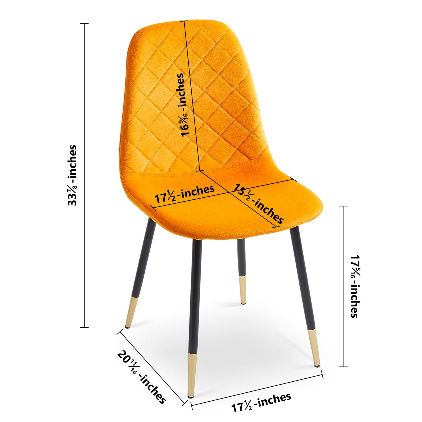 Velvet Tufted Accent Chairs With Golden Color Metal Legs, Modern Dining Chairs For Living Room (Set of 2) - Orange