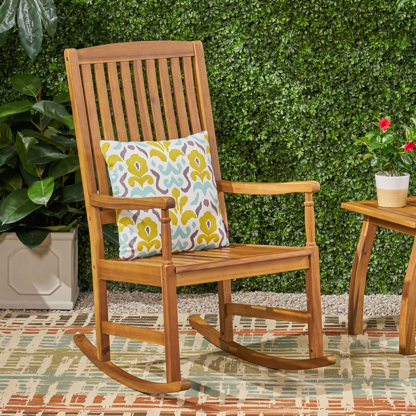 Muse - Outdoor Acacia Rocking Chair With Slat Design - Teak