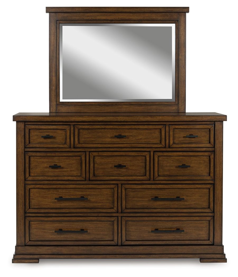 Taffenbrook - Dresser And Mirror - Medium Brown