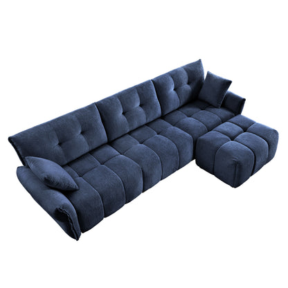 Sofa Set With Ottoman And Pillows, Textured, High Resilience Cushions