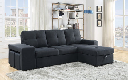 Lucas - Sleeper Sectional Sofa With Reversible Storage Chaise - Dark Gray