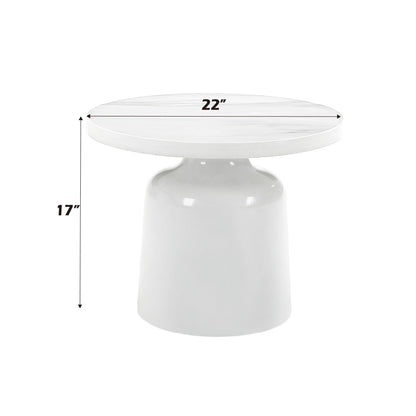 Zaid - Engineering Marble High Gloss End Table - White