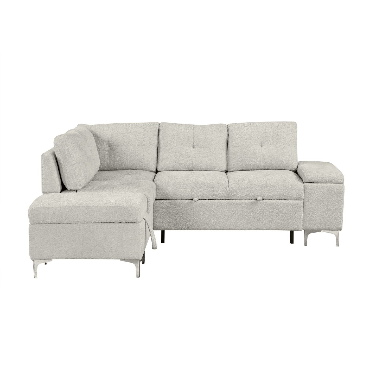 Versatile L Shaped Sofa Bed With Storage, Cup Holders, USB Ports Chenille