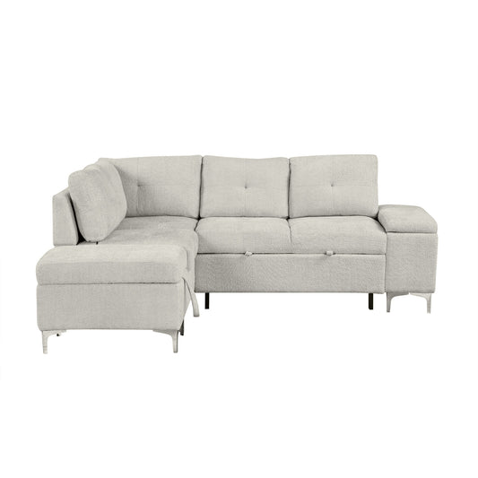 Versatile L Shaped Sofa Bed With Storage, Cup Holders, USB Ports Chenille