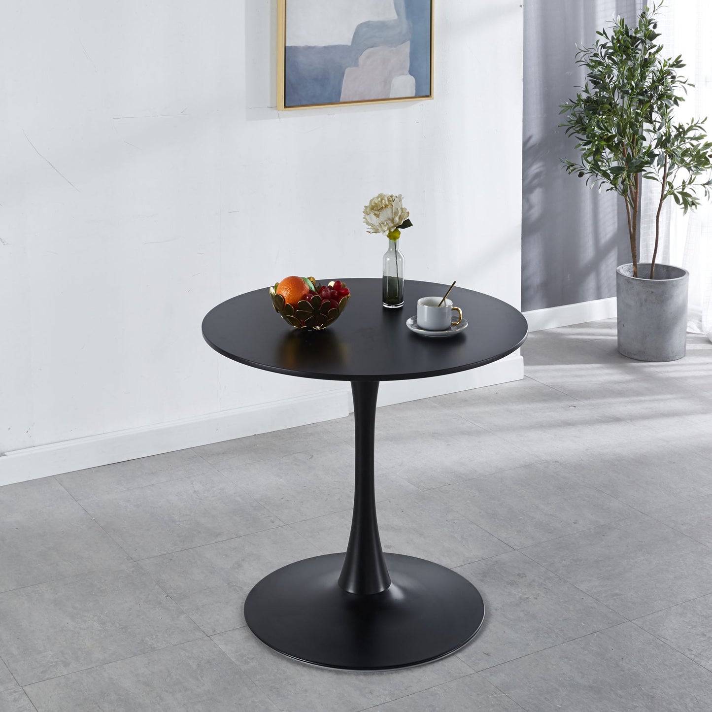 Tulip Table Mid-Century Dining Table With Round MDF Table Top, Pedestal Dining Table, End Table Leisure Coffee Table