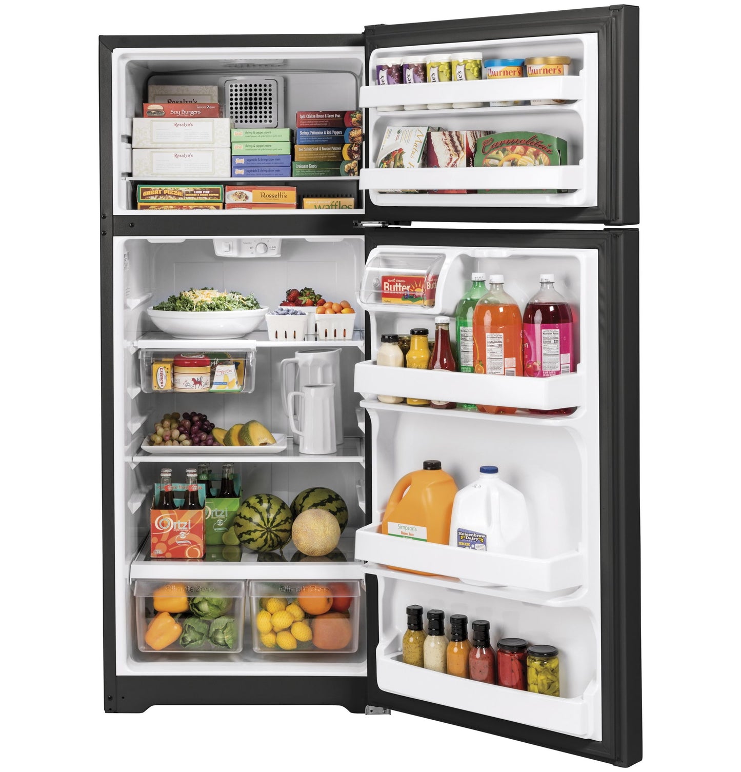 GE 17.5 Cubic Foot Top Mount Refrigerator - Black