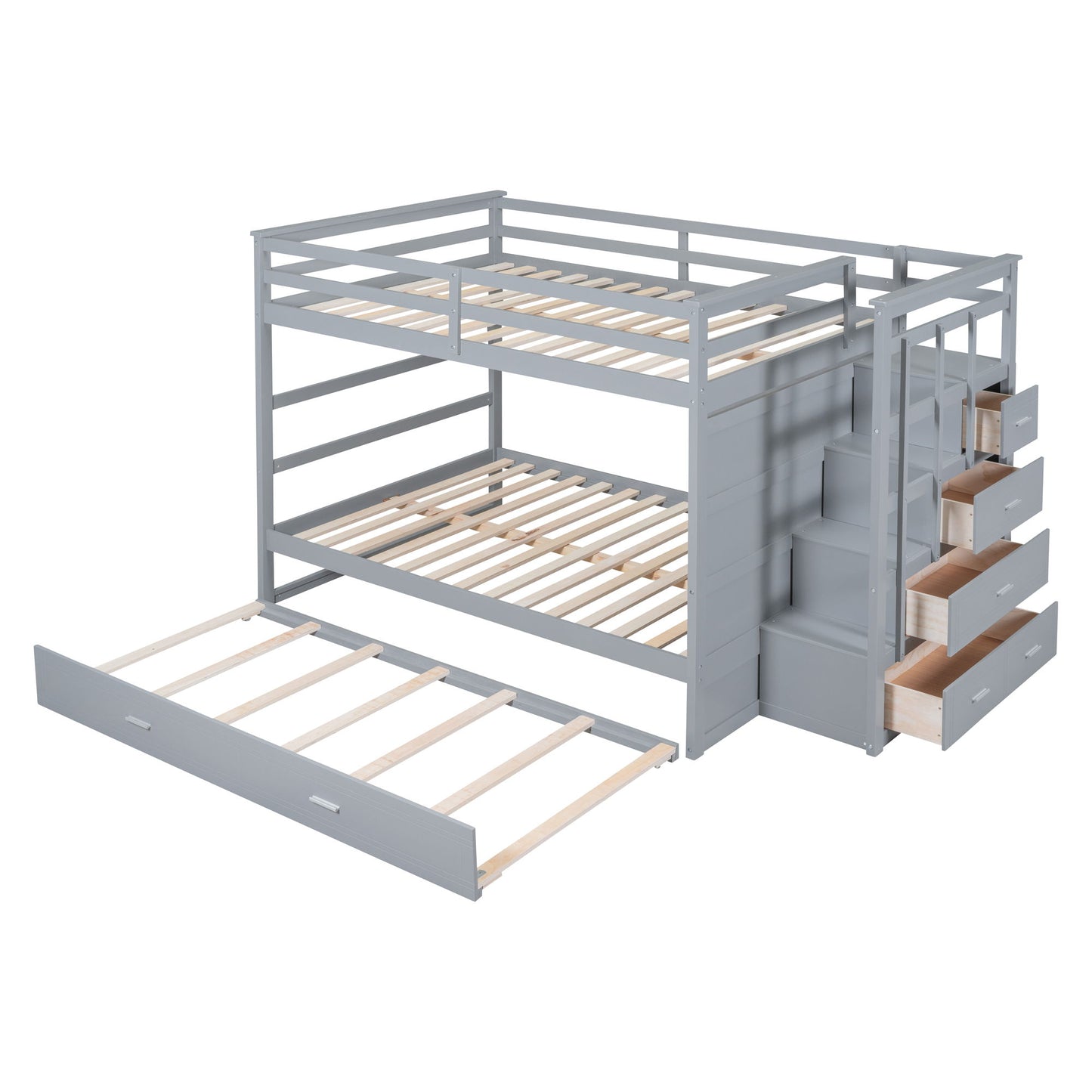Bunk Bed With Twin Size Trundle And Staircase