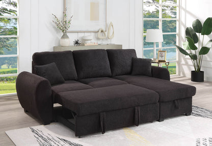 Veronica - Reversible Sleeper Sectional Sofa With Storage Chaise - Black