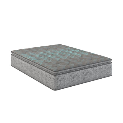 Comfort Care - 10" Twin Extra Long, Hybrid Euro Top Mattress Plush Comfort - Gray / Blue