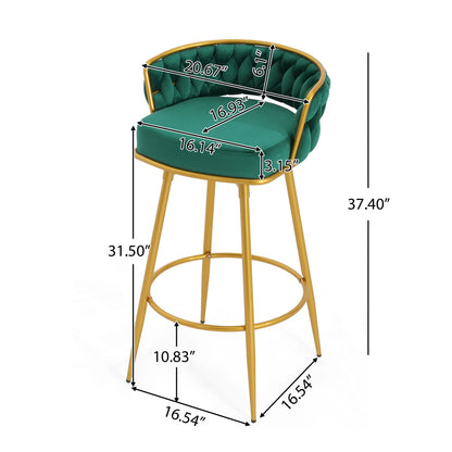 Modern Low Back Upholstered Counter Height Bar Stools (Set of 2)