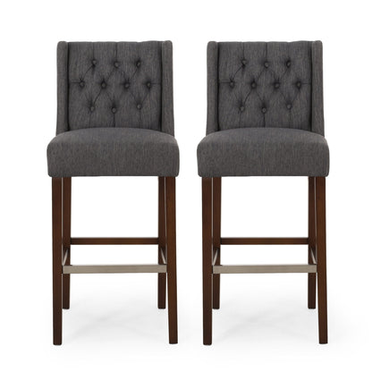Solstara - Upholstered Dining Barstool With Button Tufted And Wing Back