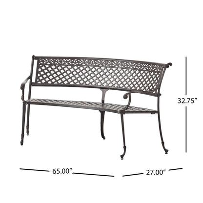 Sector - Bench With Curved Design And Diamond Cross Seat - Copper