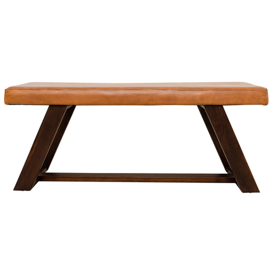 Marley - Genuine Leather Bench - Amber