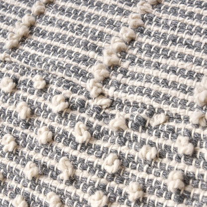 Diamond - Handcrafted Faux Yarn Pouf - Ivory / Gray