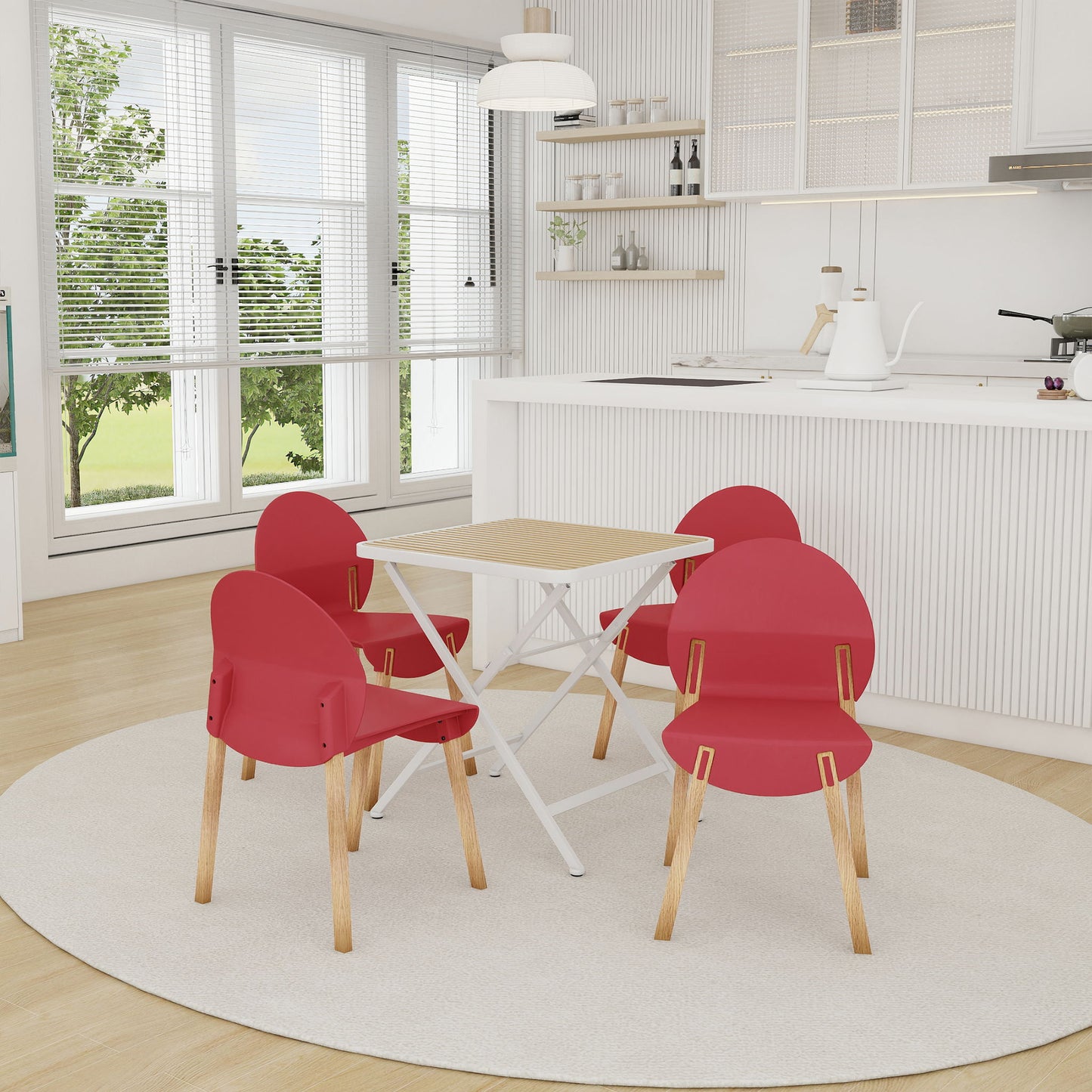 4 Piece Set Of Single Chairs With A Folding Square Table