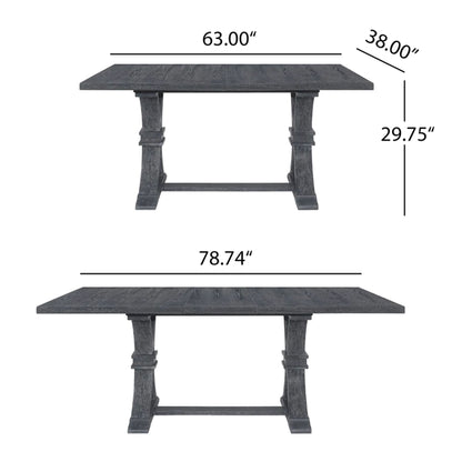 Devingo - Extendable Dining Table Rustic Style - Gray