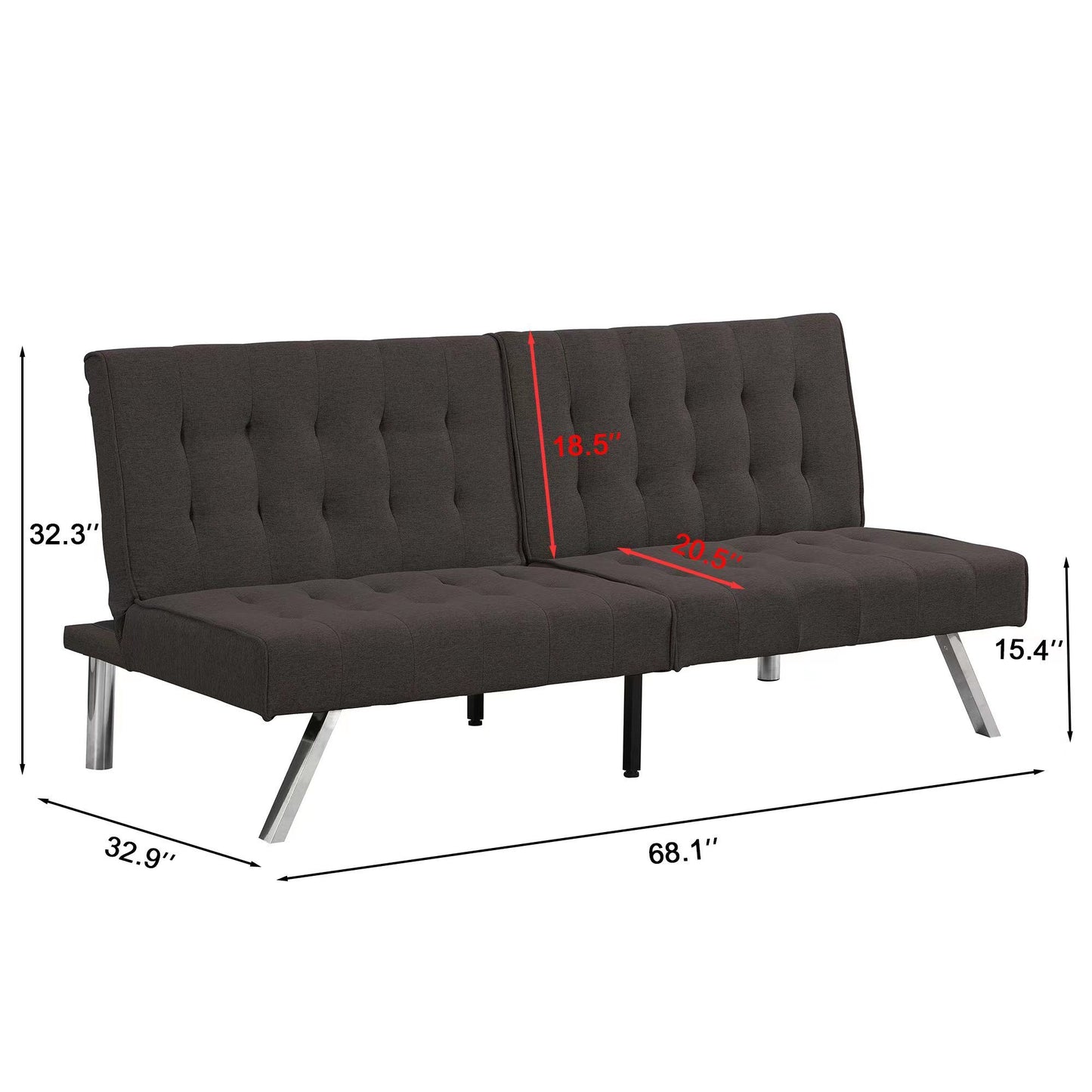 Modern Sofa Bed With Wood Frame And Stainless Legs