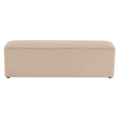 Long Plush Ottoman, Simple Footstool And Seat For Home Use - Almond