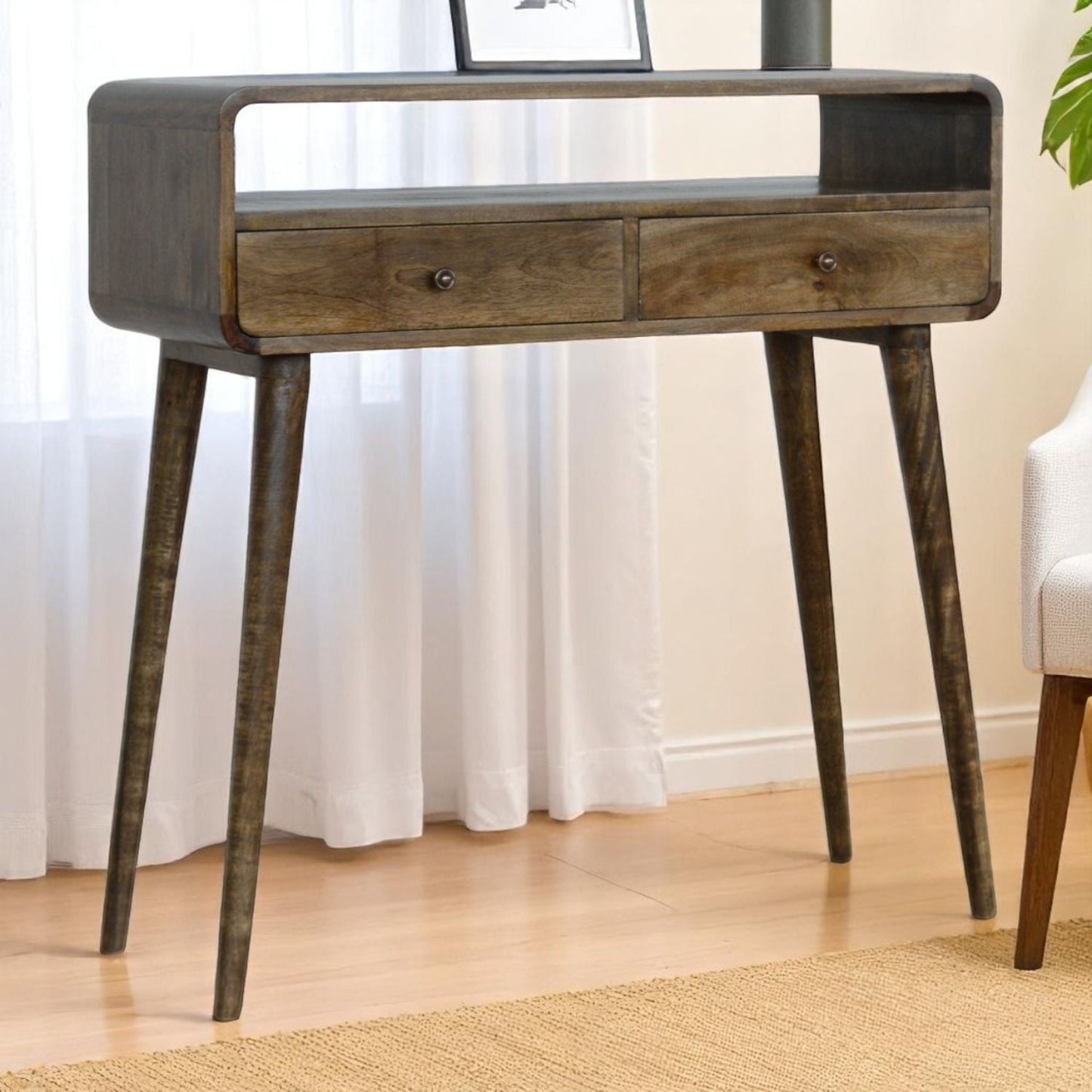 Solid Wood Curved Console Table