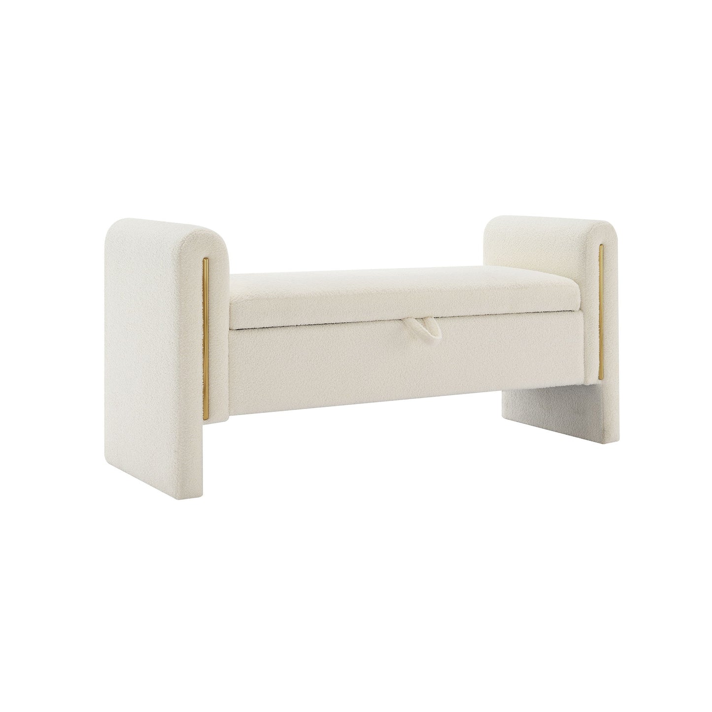 Modern Teddy Upholstered Large Bed End Bench With Arms And Storage