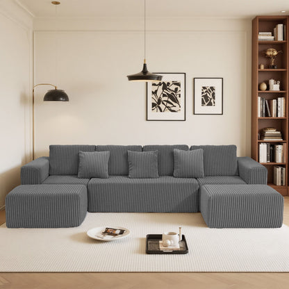 Modular U-Shaped Sectional Sofa With Reversible Design