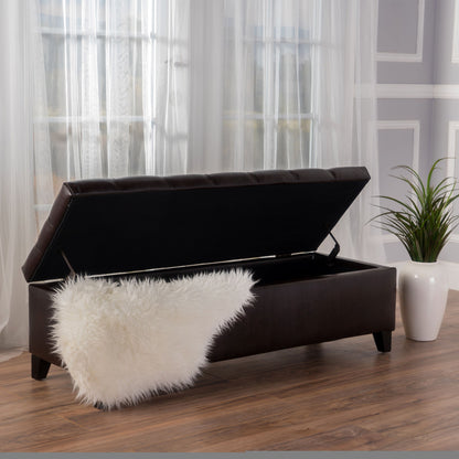 Nebulous - Upholstered Ottoman With Storage And Diamond Tufted Seat - Brown
