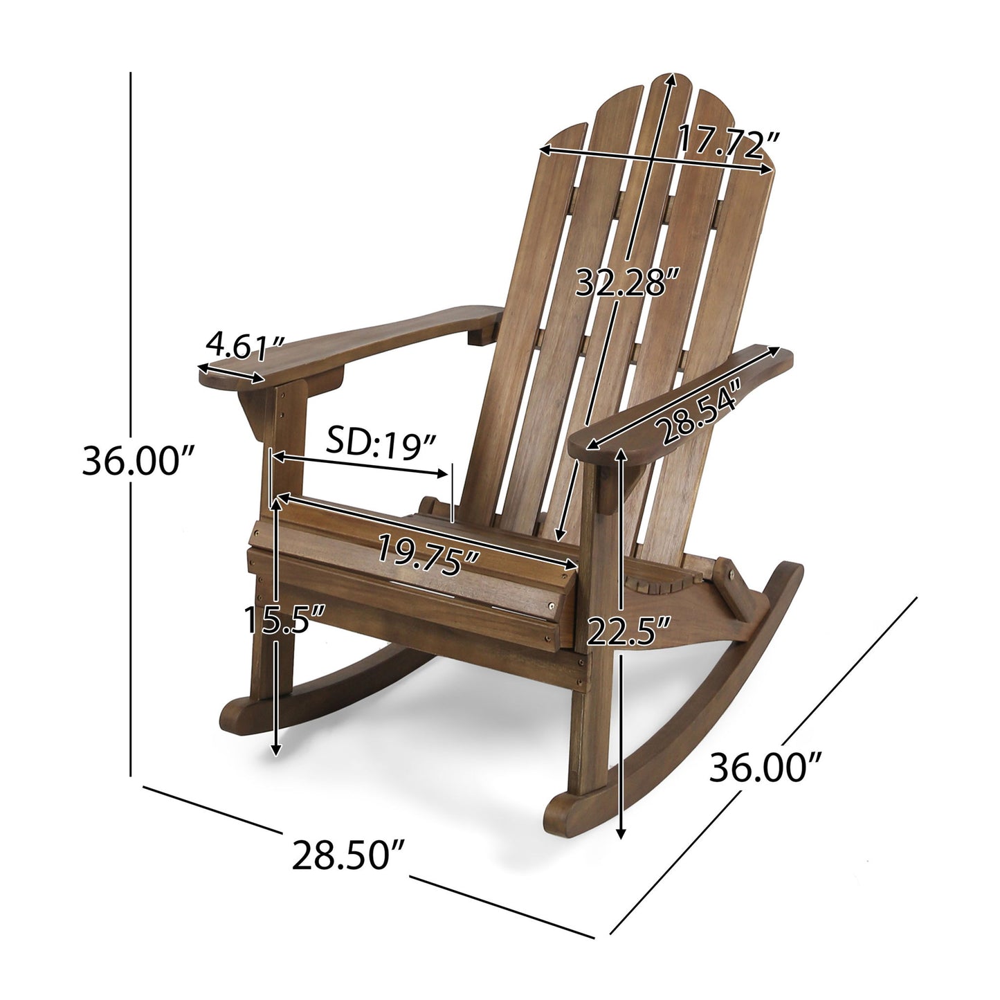 Echoes - Outdoor Acacia Wood Adirondack Rocking Chair