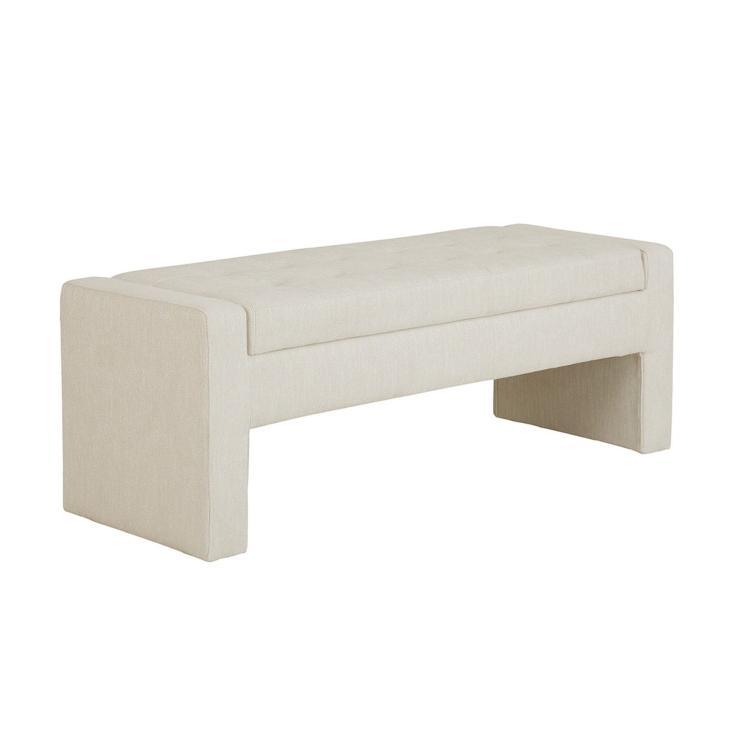 Elegant Soft Close Storage Bench Polyester Upholstery - Cream