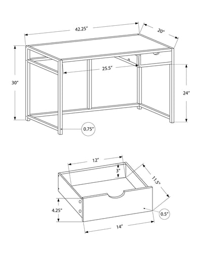 Computer Desk For Home Office, Laptop, 1 Storage Drawer, Contemporary & Modern