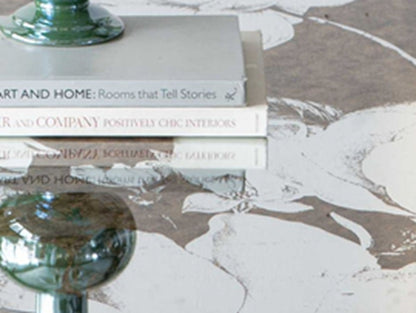 Large Mirrored Dining Table With Elegant Floral Design And - Silver Multi