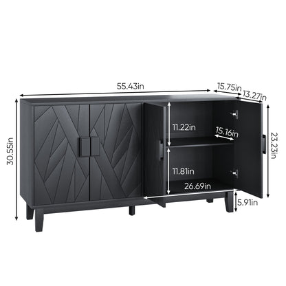 Modern Style Buffet Cabinet, Storage Side Cabinet Buffet Cabinet, Medieval Modern Multifunctional Decorative Cabinet Suitable For Living Room, Dining Room, Entrance, Corridor, Kitchen - Black