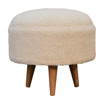Boucle Rounded Footstool - Oak