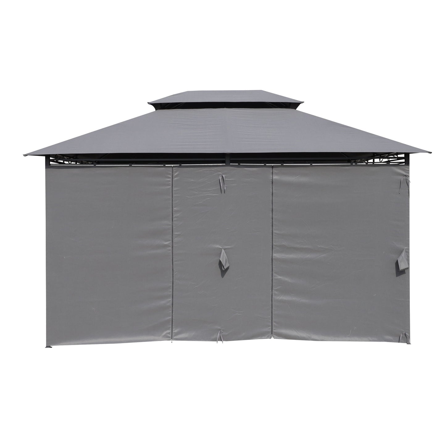 13 0 Ft Outdoor Patio Gazebo Canopy Tent With Ventilated Double Roof And Side Wall (Detachable Curtain Included On All Sides) Suitable For Lawn Garden Backyard And Deck - Gray
