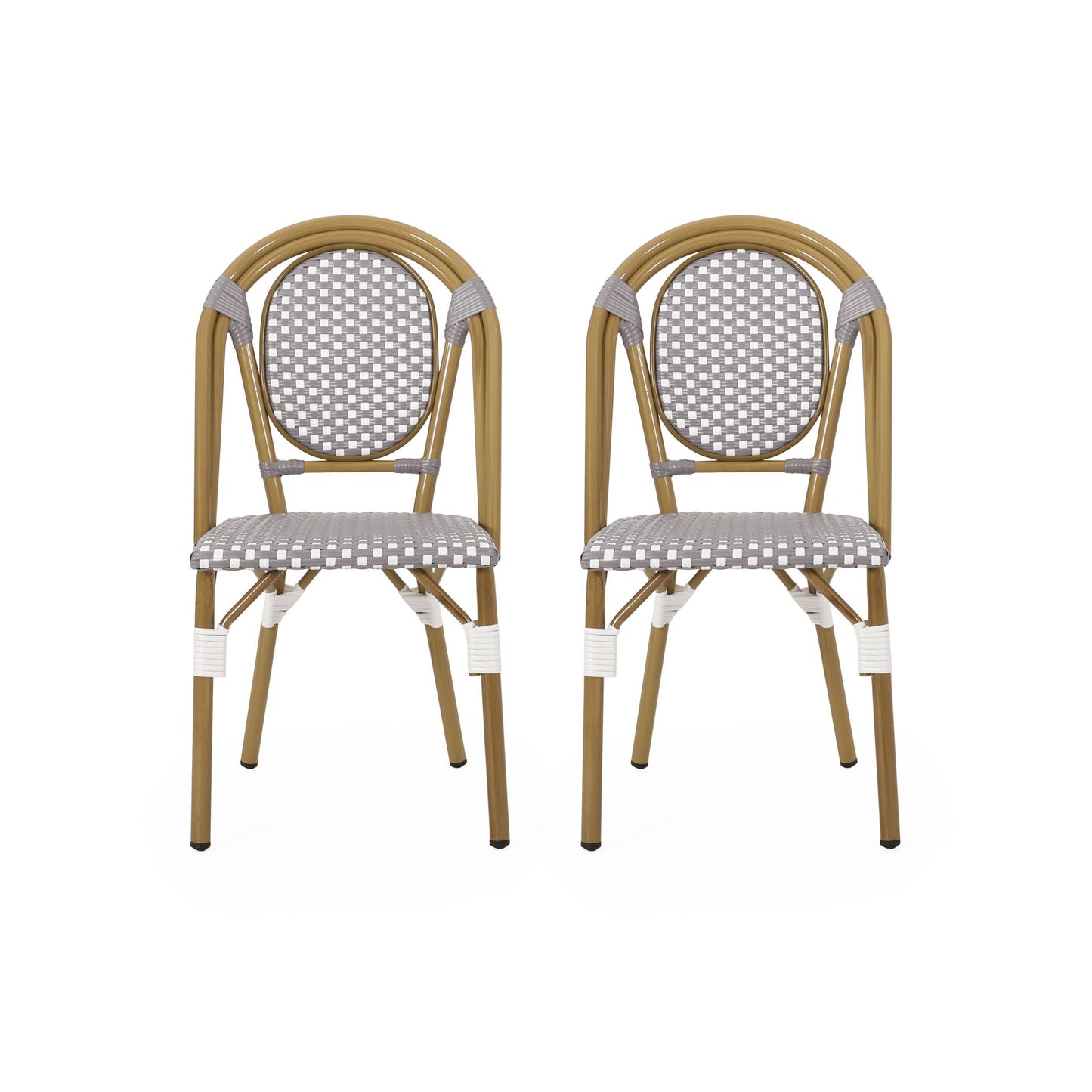 Outdoor Rattan And Aluminum French Bistro Chair Set