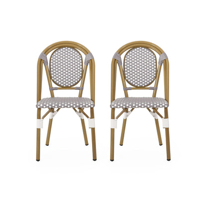 Outdoor Rattan And Aluminum French Bistro Chair Set