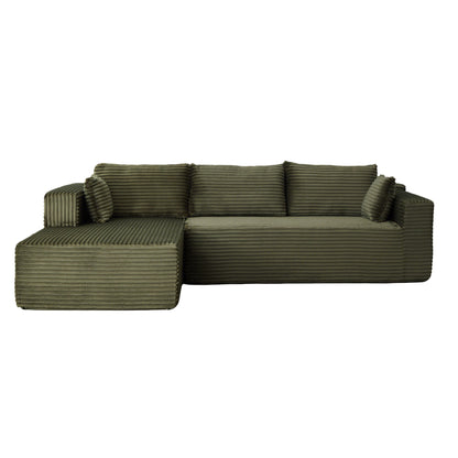 Compression Sectional Couch With Comfy Chaise, Boneless L Shape Sofa With Deep Seat