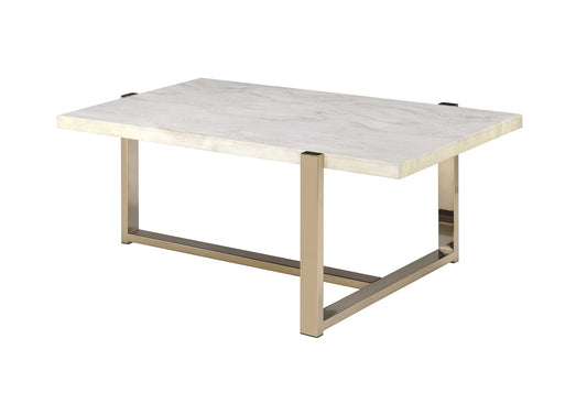 Feit - Faux Marble Top Coffee Table - White Marble