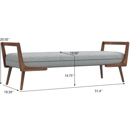 Cora - Mid-Century Modern Gray Bench - Gray
