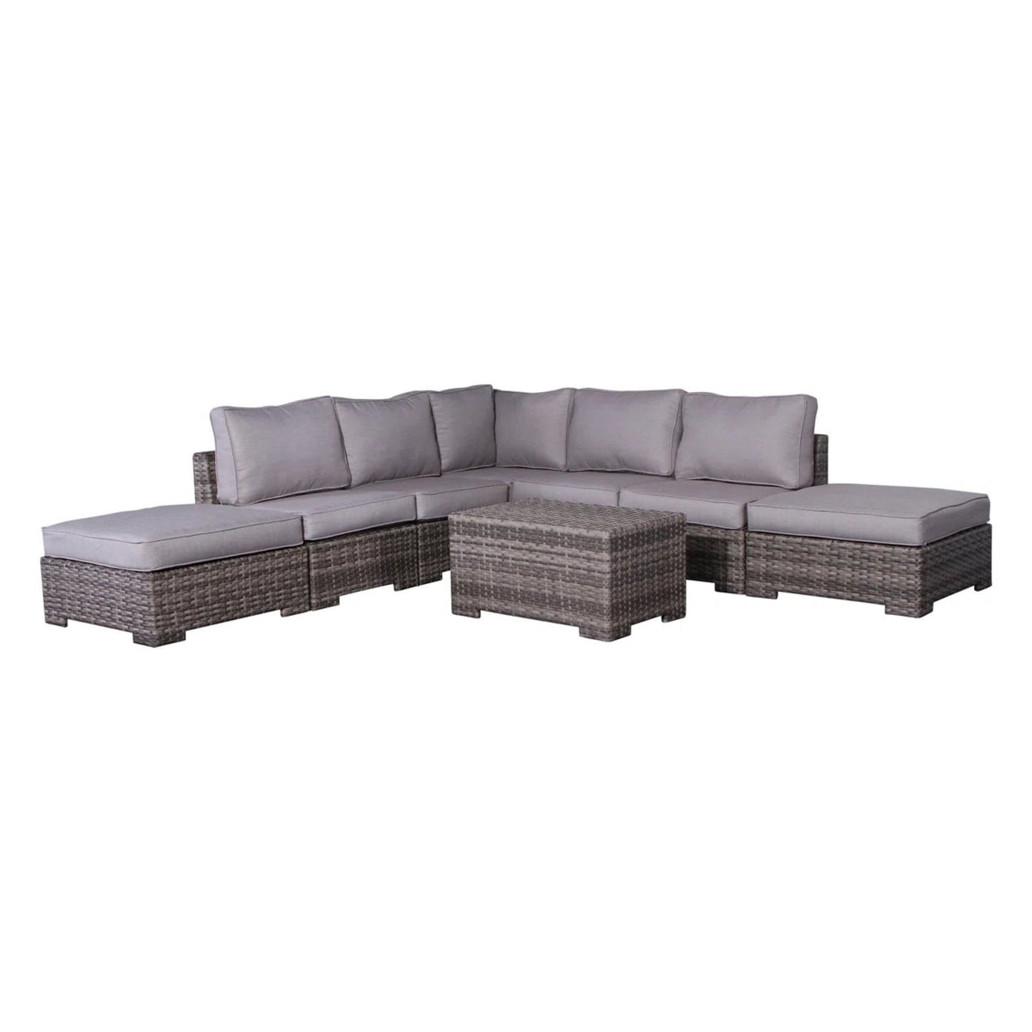 Outdoor 6 Person Wicker Seating Group With Cushions - Gray Mix