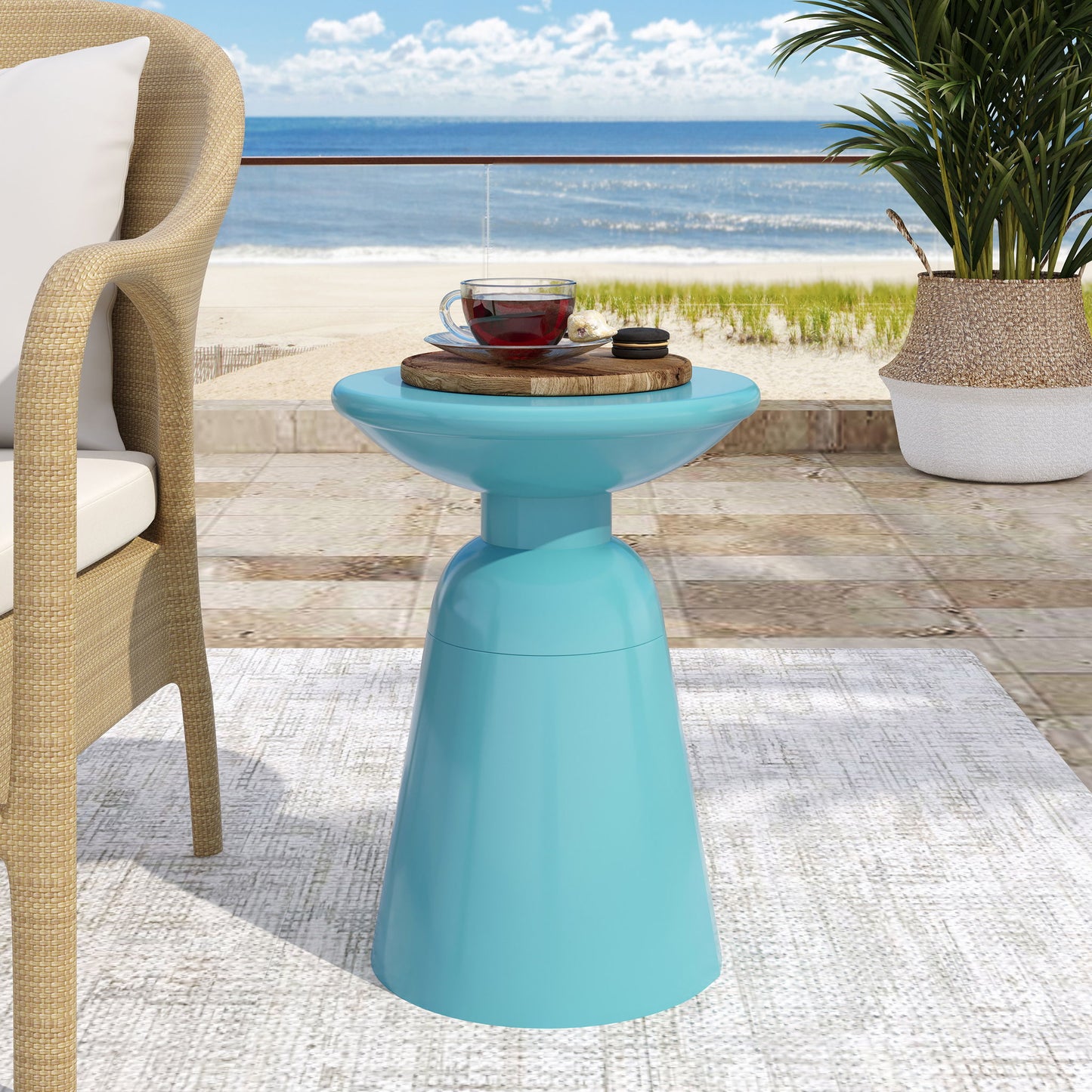 Outdoor Modern Metal End Large Table